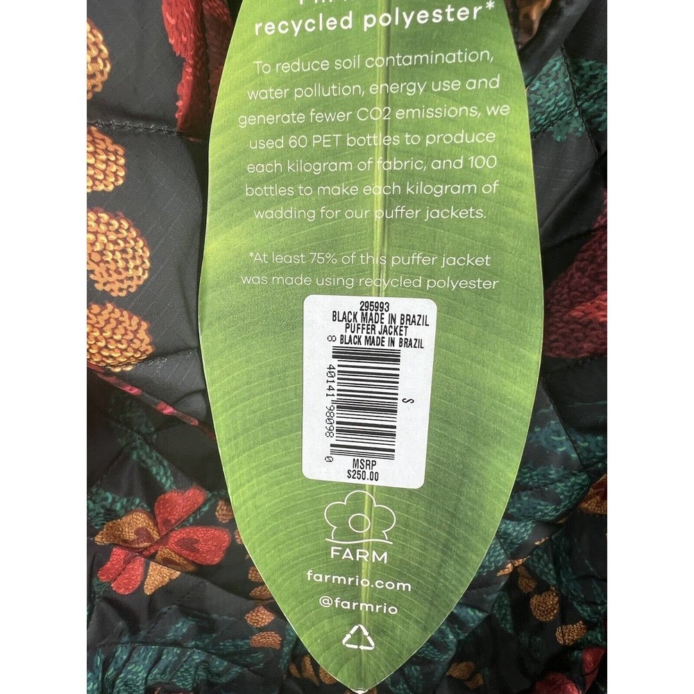Farm Rio Flowerdoscopic Flower Belted Puffer Coat Size Small - Picture 8 of 11